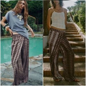 ZARA, New Tie-Dye Wrap Trousers Wide Leg Bloggers Fav Linen Pants Size Large
